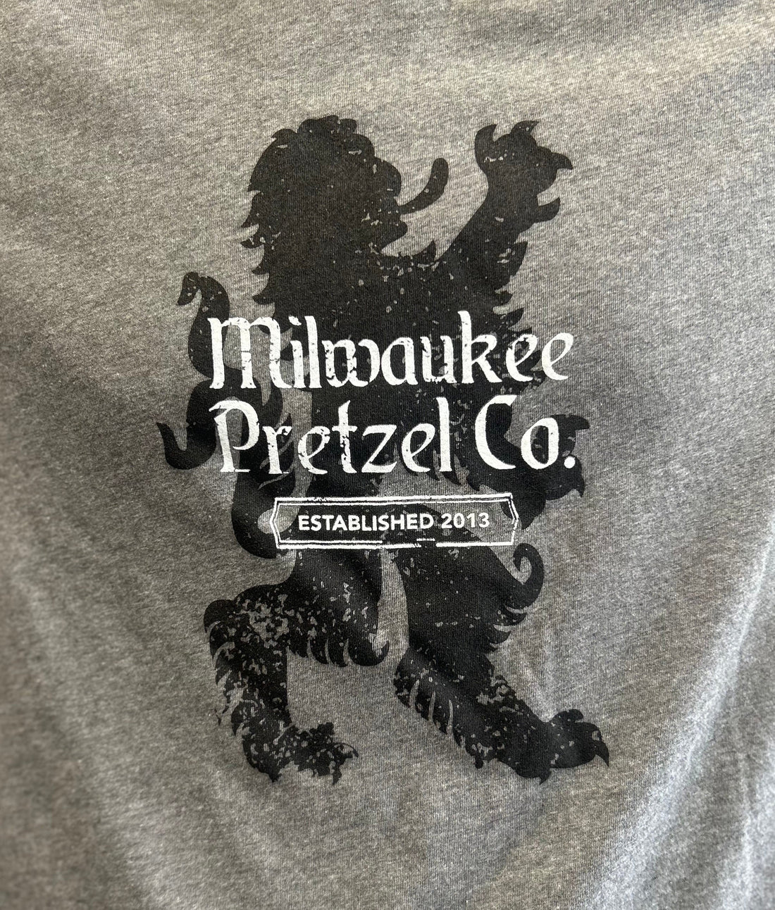 Milwaukee Pretzel Company gray short sleeve t-shirt with Bavarian Beast