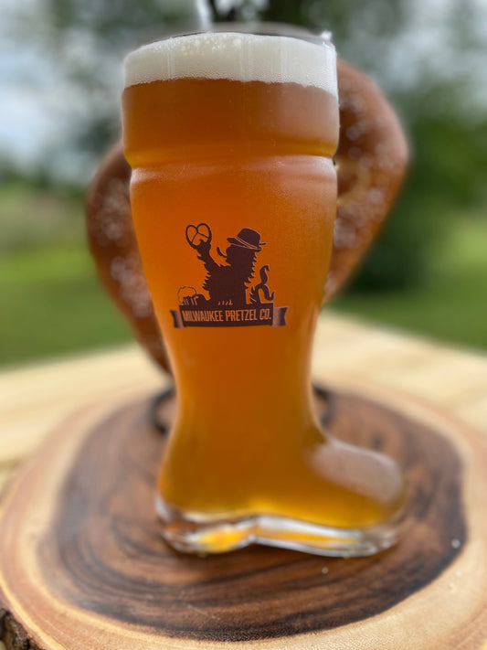 Milwaukee Pretzel Company boot beer glass