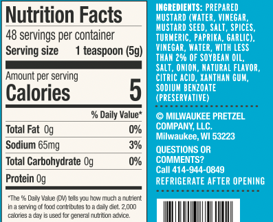 Nutritional information for Milwaukee Pretzel Company stone ground lager mustard