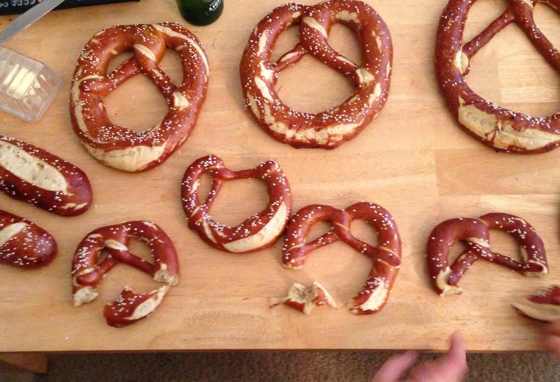 Someone making pretzels by hand